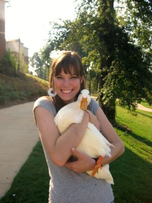 lindsay hugs all the animals . duck thumbnail