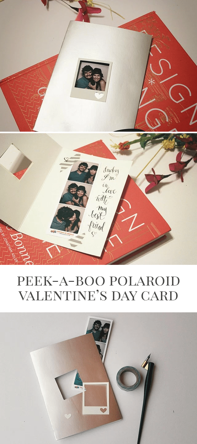 DIY Peek a Boo Polaroid Valentines Day Card with Photo Booth Strip