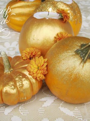 Gold Glitter Pumpkin Centerpiece . How To-sday thumbnail