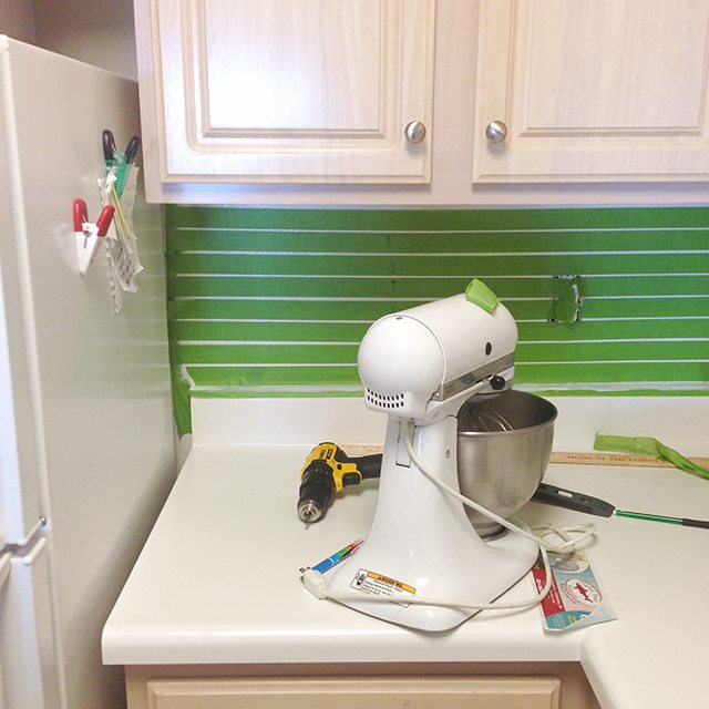 Faux Painted Subway Tile Backsplash 4