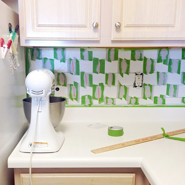 Faux Painted Subway Tile Backsplash 4