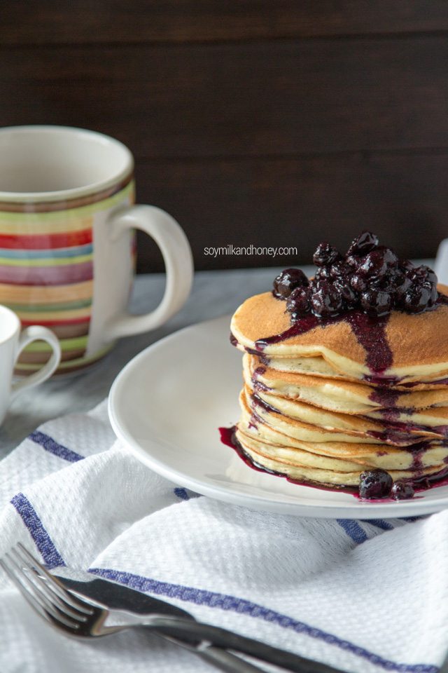 Lemon Ricotta Pancakes with Blueberry Compote