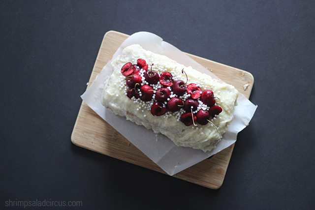 Natural Marbled Cake Recipe with Cherries and Candy Pearls