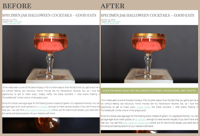 Before and After Internally Linking Blog Posts