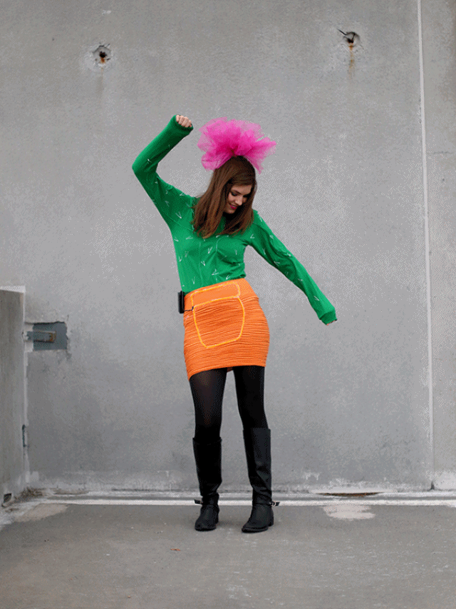 DIY Cactus Halloween Costume with Neon Lights