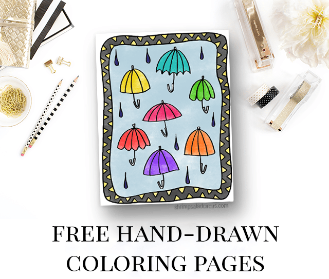 Free Adult Coloring Pages - Umbrellas