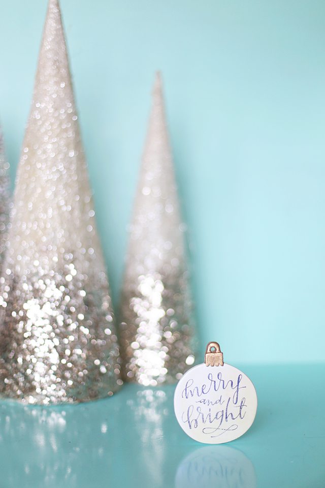 DIY Calligraphy Christmas Ornament with Free Printable Image Transfer Download