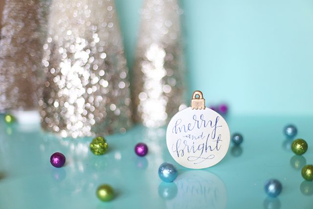 DIY Calligraphy Christmas Ornament with Free Printable Image Transfer