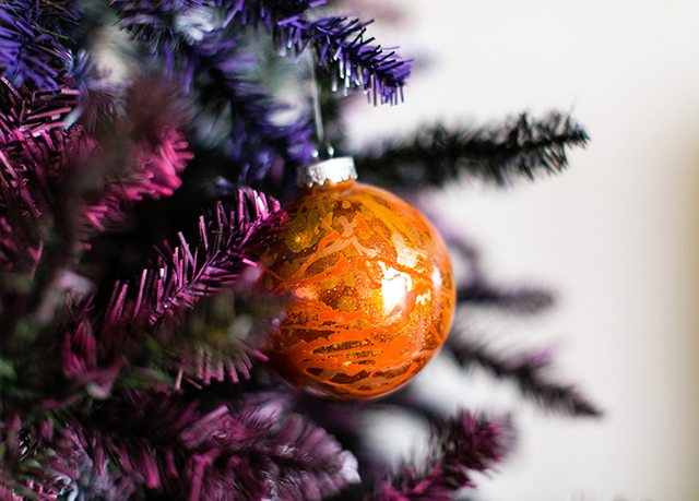 DIY Galaxy and Planet Christmas Ornaments - Orange Ornament