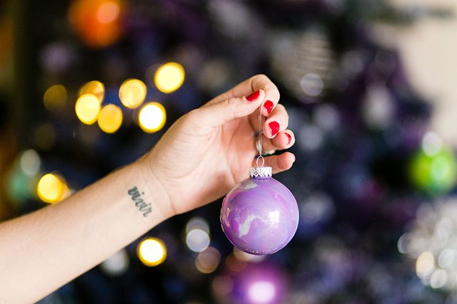 DIY Galaxy and Planet Christmas Ornaments - Purple Swirls