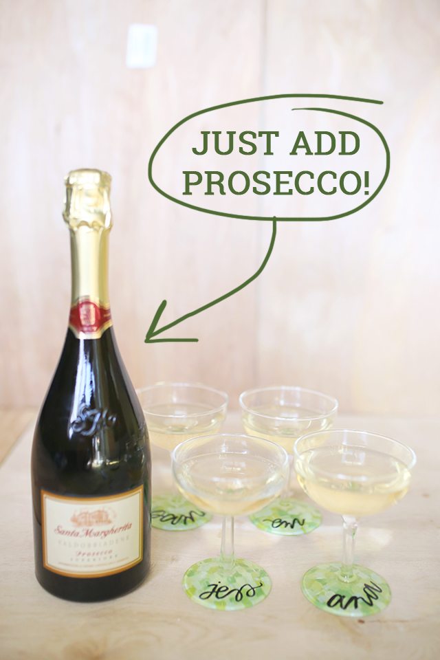 DIY Custom Wine Glasses - Just Add Prosecco for Perfect Party Place Cards