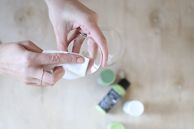 DIY Custom Wine Glasses - Step 1 - Clean the Base of the Wine Glass