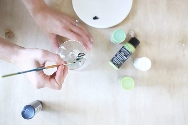 DIY Custom Wine Glasses - Step 3 - Paint the Name on the Underside of the Base