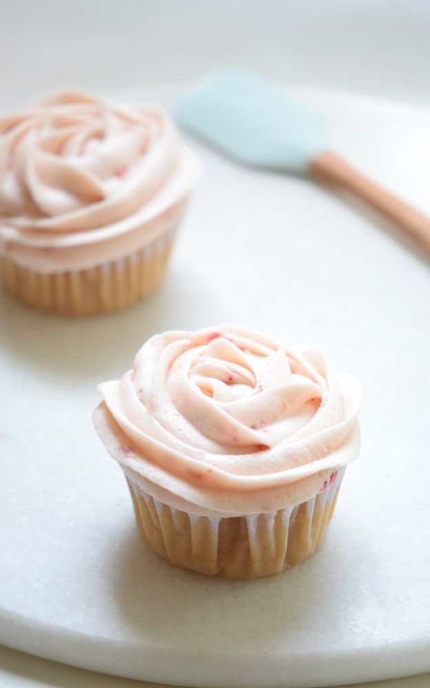 Vegan Chocolate Cupcakes with Strawberry Frosting