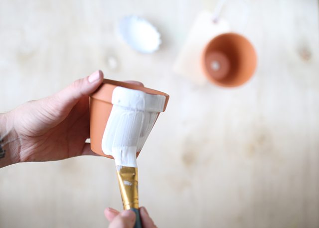 Easy DIY Flower Terrarium - Step 1 - Whitewash the Pots