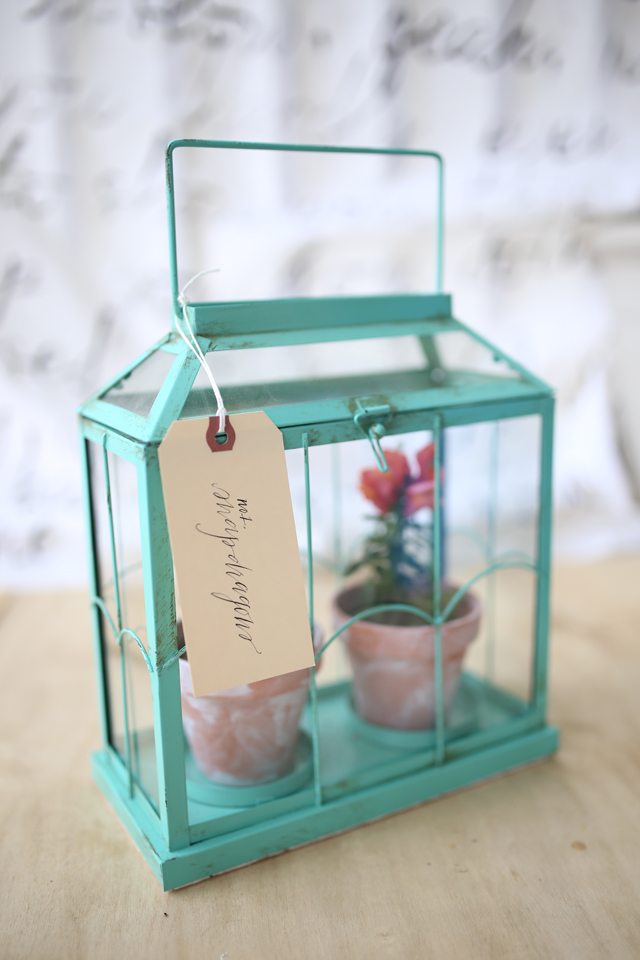 Easy DIY Flower Terrarium With a Pretty Hand Lettered Floral Label Gift Tag