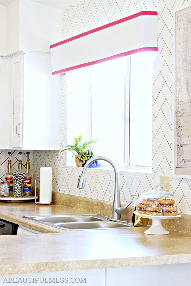 Faux Herringbone Tile - DIY Kitchen Backsplash Ideas - A Beautiful Mess