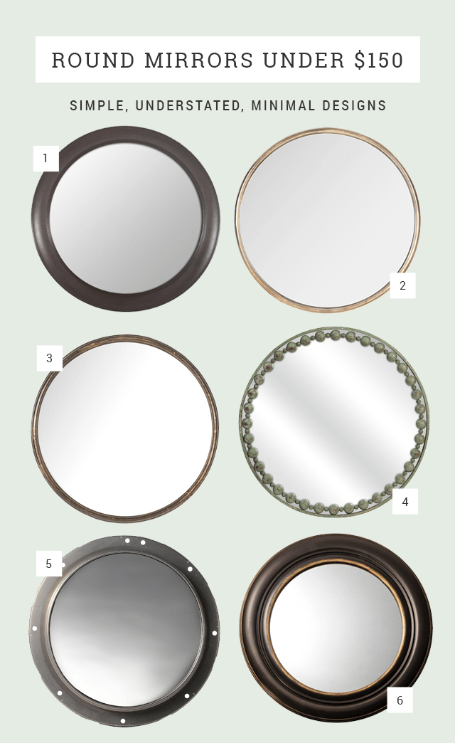 Round Mirror Ideas Under $150 - Simple Plain Circle
