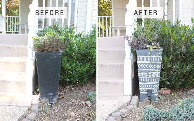 Giant DIY Mudcloth Planter - Before and After