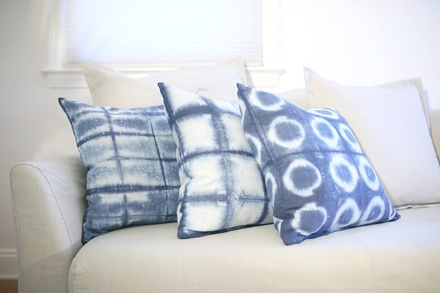 Shibori Dyed pillows by shrimp salad circus