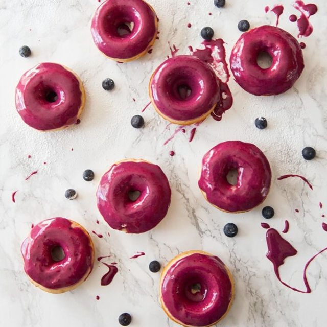 Vanilla Bean Cake Donut Recipe With Blueberry Glaze by The Sweetest Occasion