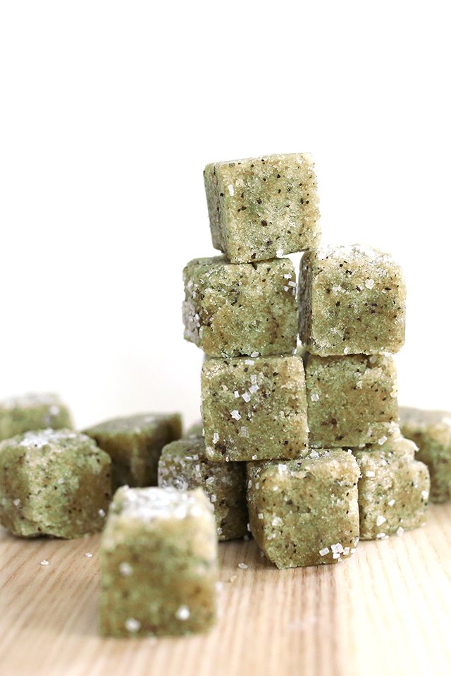 DIY Matcha Green Tea Sugar Scrub Cubes - Single Serving Bath Scrubs