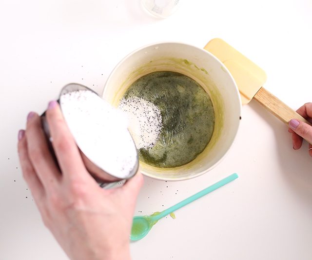 DIY Matcha GreenTeaSugar Scrub Cubes - Step 6 - Add dry ingredients to wet
