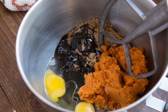 Pumpkin Whoopie Pie Recipe With Maple Spice Whipped Cream - Mix Wet Ingredients