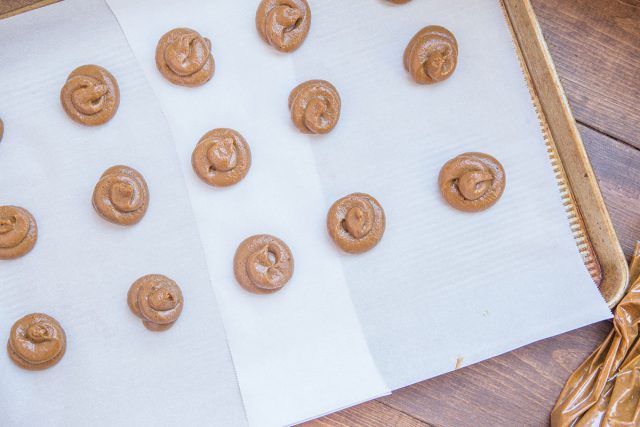 Pumpkin Whoopie Pie Recipe With Maple Spice Whipped Cream - Pipe Batter Onto Baking Sheet