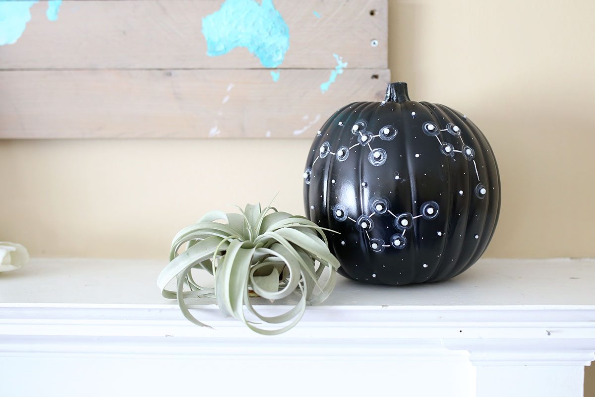 DIY No Carve Constellation Pumpkin for Halloween 