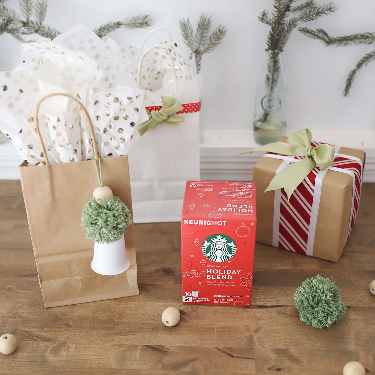 Starbucks Gift Wrap K-Cup Bow Tassel for Holiday Gifts