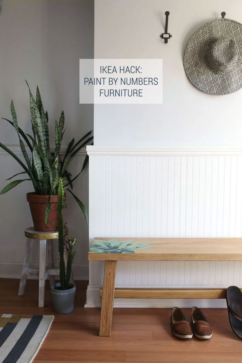 Paint by Number Furniture Tutorial With Free Printable Template - IKEA Hacks Mockelby Bench