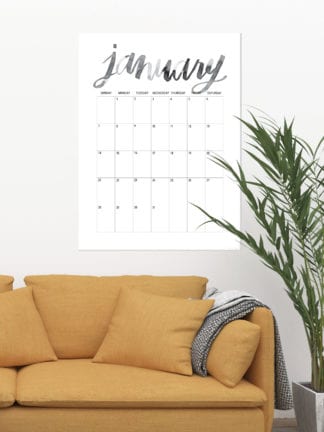 Oversized Hand Lettered Free Printable 2018 Calendar thumbnail