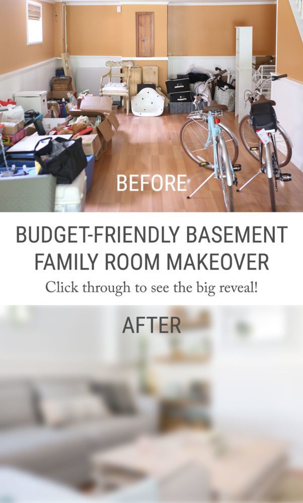 The Big Reveal My BudgetFriendly Living Room Basement Makeover with