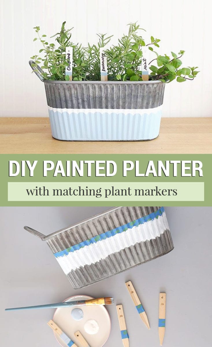 Diy Gardening Gift Basket With Painted Planter And Garden Markers