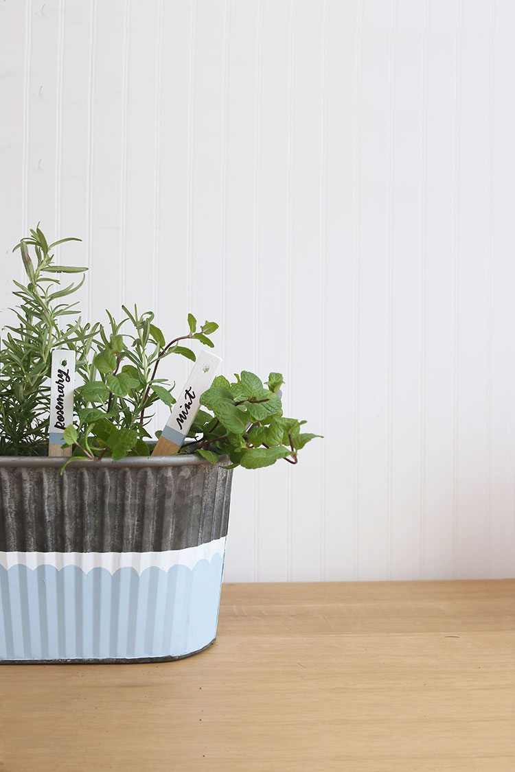 Diy Gardening Gift Basket With Painted Planter And Garden Markers