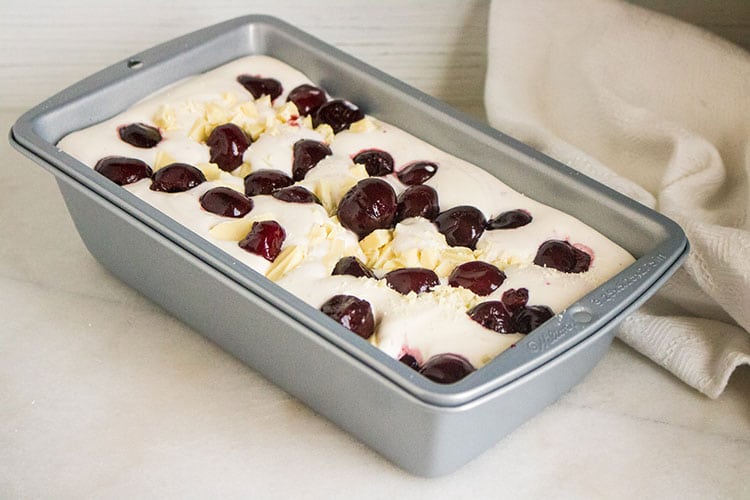 Black Cherry No Churn Ice Cream Recipe Frozen in a Loaf Pan