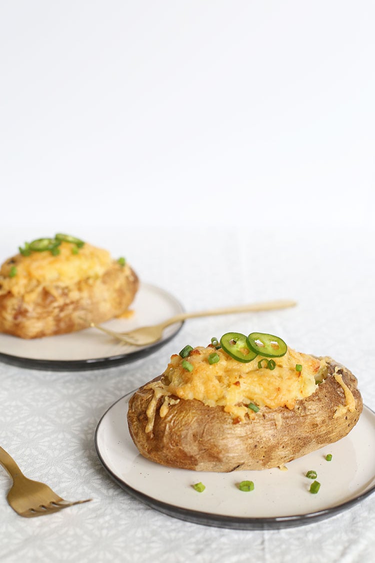 Cheesy Green Chile Twice Baked Potatoes Recipe