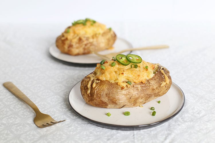 Cheesy Green Chile Twice Baked Potatoes Recipe