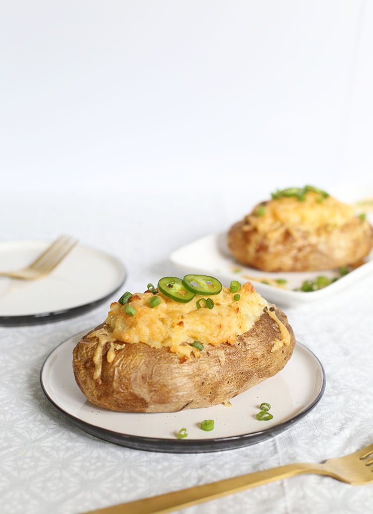 Cheesy Green Chile Twice Baked Potatoes Recipe