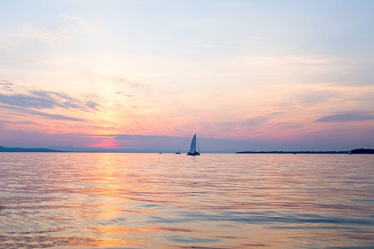 Sunset on Lake Champlain in Burlington, Vermont