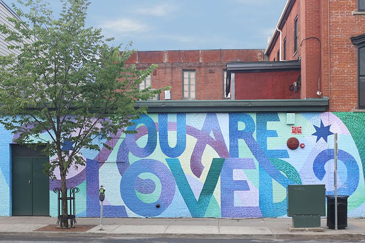 You Are Loved Human Trafficking Awareness Mural by Alex Cook in Burlington, Vermont