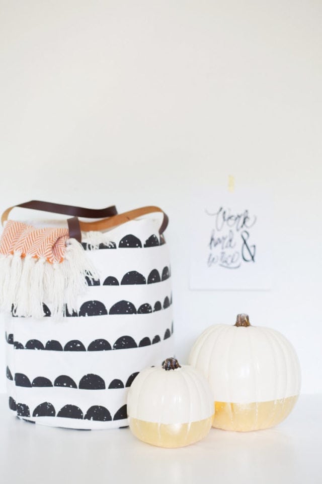 DIY Gold Leaf Dipped Pumpkins For Fall