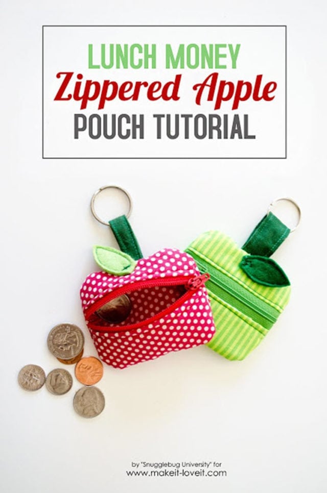 Lunch Money Zippered Apple Pouch Tutorial