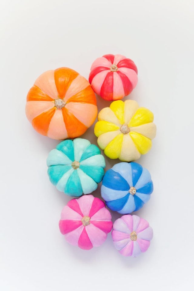 DIY Rainbow Painted Pumpkins