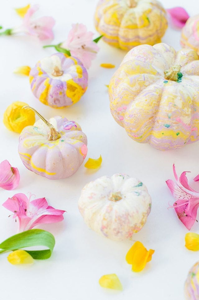 Pretty Pastels DIY Marbled Pumpkins