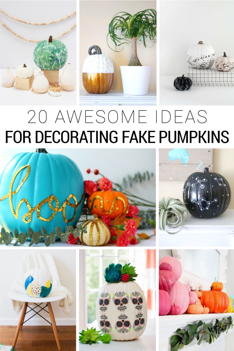 20 DIY Fake Pumpkin Decorating Ideas for Halloween and Fall