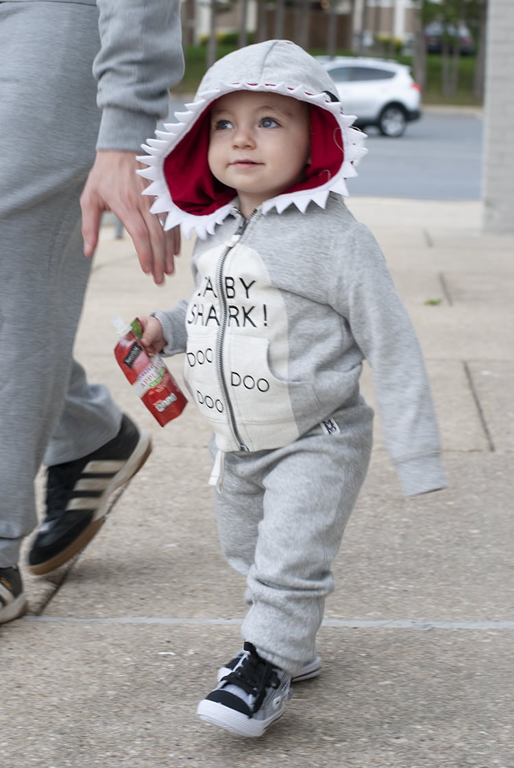 DIY Baby Costume - Baby Shark Song Halloween Costume Idea