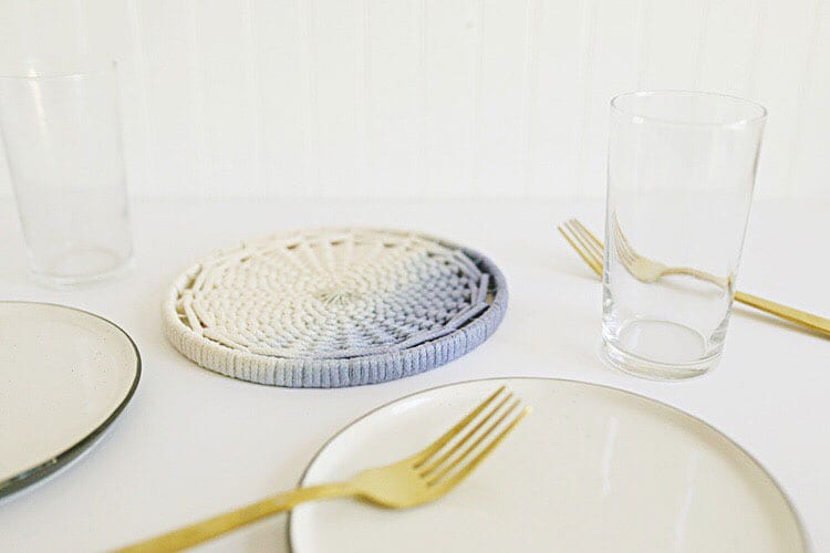 Ombre Dip Dyed DIY Woven Trivet from Weaving Within Reach