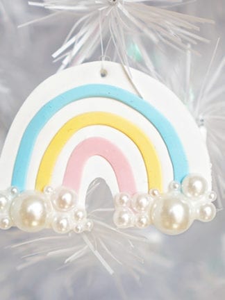 Polymer Clay DIY Rainbow Christmas Ornaments thumbnail